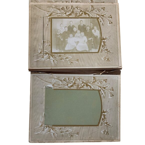 Antique Victorian Red Cloth & Brass Photo Album 33 Family Photos 8728 - Picture 14 of 16